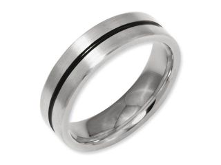 Titanium Black Accent 6mm Satin Finish Comfort Fit Wedding Band Ring (SIZE 14 )