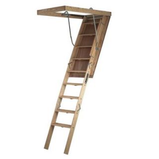 Louisville Ladder Big Boy Series 7 ft.   8 ft. 9 in., 30 in. x 60 in. Wood Attic Ladder with 350 lbs. Maximum Load Capacity S305P