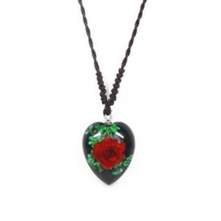 Ed Speldy East FPH103 Real Flower Necklaces Real Carnation Heart Shape Black