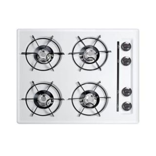 Summit Appliance 24 in. Gas Cooktop in White with 4 Burners WNL03P