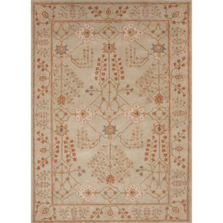Hand tufted Transitional arts/ Crafts Green Rug (96 x 136)