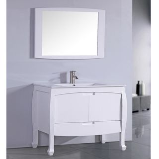 Ceramic Top 36 inch Sink White Bathroom Vanity with Matching Framed