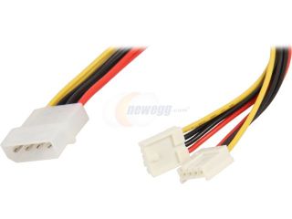 Nippon Labs POW 02208 8" 5.25 Male to 3.5 Female x 2 Internal DC "Y" Cable 2 x Female to1 Male   Internal Power Cables