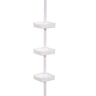 Zenna Home Tub and Shower Tension Corner Pole Caddy with 3 Shelves in White 371W