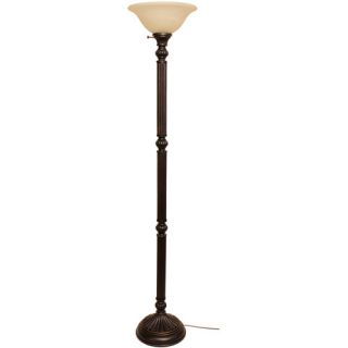 Better Homes and Gardens Traditional Large Pole Torchiere Lamp, Bronze Finish with Frosted Glass Shade