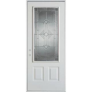 Stanley Doors 32 in. x 80 in. Neo Deco Zinc 3/4 Lite 2 Panel Prefinished White Right Hand Inswing Steel Prehung Front Door 1532E D 32 R Z