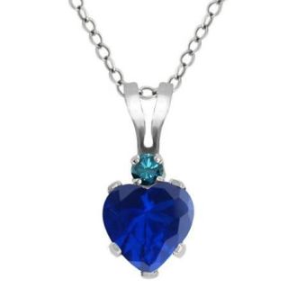 0.64 Ct Heart Shape Blue Simulated Sapphire Blue Diamond 925 Silver Pendant