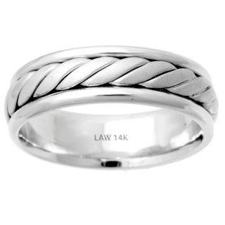 14k White Gold Womens Rope Comfort Fit Wedding Band  