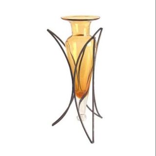 Amphora Vase on Half Moon Metal Stand in Amber