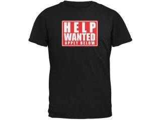 Help Wanted Apply Below Funny Black Adult T Shirt