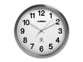 Lorell Brushed Nickel plated Atomic Wall Clock Digital   Atomic