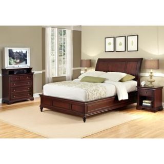 Home Styles Lafayette Queen Sleigh Bed, Night Stand and Media Chest, Rich Cherry
