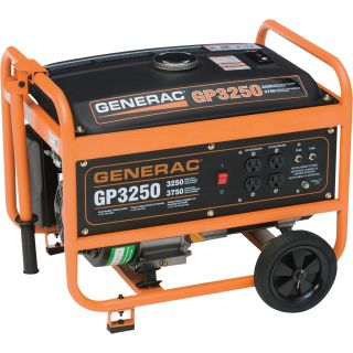 Generac GP3250 Portable Generator — 3750 Surge Watts, 3250 Rated Watts, CARB-Compliant, Model# 5789  Portable Generators