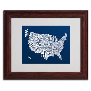 Michael Tompsett NAVY USA States Text Map Framed Matted Art