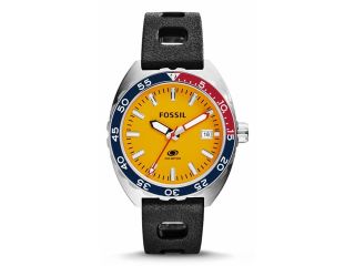 Fossil FS5052 Men's Breaker Three Hand Date Silicone Band Yellow Dial Watch
