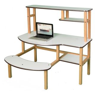 Wild Zoo Pre School Buddy Computer Desk with Optional Hutch and Printer Stand   White   Kids Desks