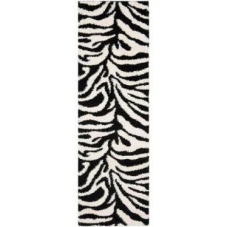 Safavieh Zebra Shag Ivory/Black 2 ft. 3 in. x 7 ft. Runner SG452 1290 27