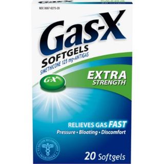 Gas X Gas Relief Aid Antigas Simethicone Softgels Extra Strength, 125mg, 20 Softgels
