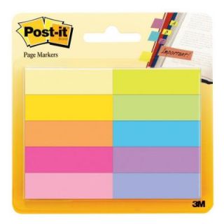 3M Post It 1/2 in. x 2 in. Assorted Bright Colors Page Markers (50 Markers/Pad) (10 Pads/Pack) 670 10AB