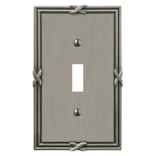 Amerelle Ribbon and Reed 1 Toggle Wall Plate   Antique Nickel 44TAN