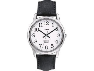 Timex Men's T20501 Black Leather Quartz Watch with White Dial