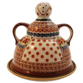Polish Pottery Cheese Lady Covered Cheese Dish