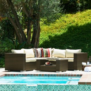 The Hom Kessler 4 Piece Outdoor Wicker Sectional Sofa Set   Conversation Patio Sets