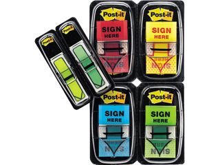 Post it Flags 680 SH4VA Flags in Dispenser, 200 "Sign Here", 48 Arrow Flags, Four Colors, 248/Pack