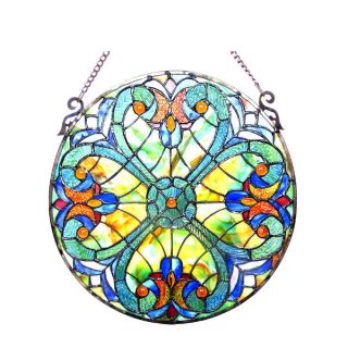 Chloe Tiffany Style Victorian Design Stained Glass Window Panel