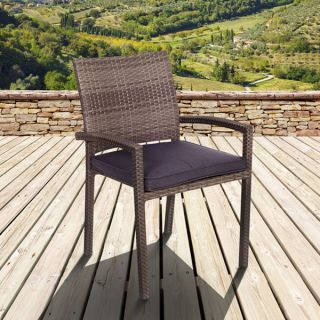 Atlantic Liberty Wicker Grey Outdoor Stacking Arm Chair (Set of 4