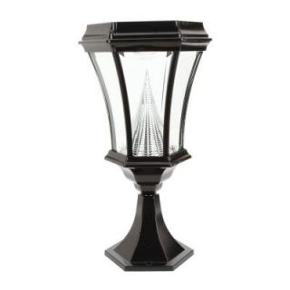 Gama Sonic Victorian 17 in. Outdoor Post Mount Black Solar Lamp with 6 LED Bulbs DISCONTINUED GS 94P B