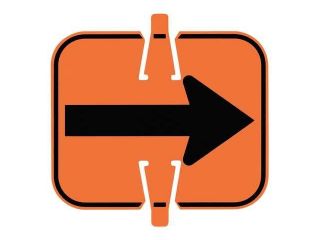 TAPCO 535 00060 Traffic Cone Sign, Orange w/Black, Arrow