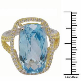 DeBuman 18K and Silver Gold Emerald Cut Topaz and Cubic Zirconia Ring