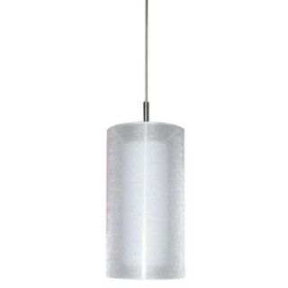 Radionic Hi Tech Dainolite 1 Light Satin Chrome Pendant with Frosted Glass and Laminated Organza White Shade 282WS 819 SC
