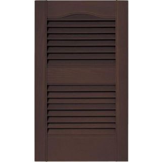 Builders Edge 15 in. x 25 in. Louvered Vinyl Exterior Shutters Pair in #009 Federal Brown 010140025009