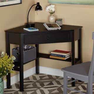 Simple Living Black Wood Corner Computer Desk with Drawer   10850957
