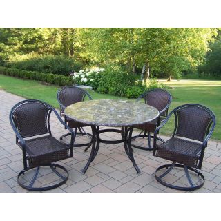 Oakland Living Stone Art 48 in. Tuscany Swivel Patio Dining Set   Patio Dining Sets