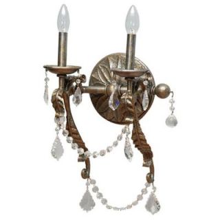 Yosemite Home Decor Swag Collection 2 Light Caribbean Gold Bathroom Vanity Light with Faceted Crystals SWJ801