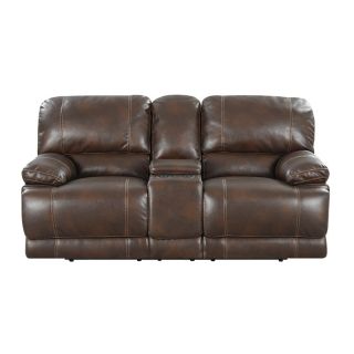 Emerald Home Bonded Leather Loveseat with Console   Loveseats