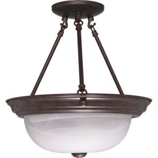 13.72 in W Old Bronze Frosted Glass Semi Flush Mount Light
