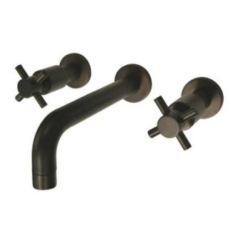 Kingston Brass 8 in. Widespread 2 Handle Vessel Bathroom Faucet in Oil Rubbed Bronze with Cross Handles HKS8125DX