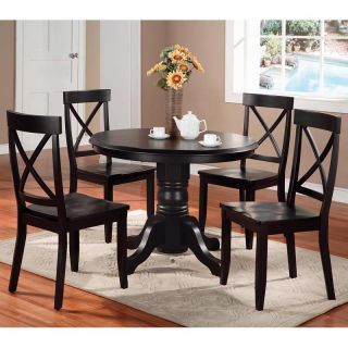 Home Styles 5 Piece Round Pedestal Dining Set   Black   Dining Table Sets