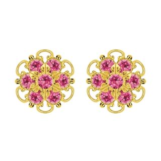 Lucia Costin Gold Over Silver Pink Crystal Stud Earrings  