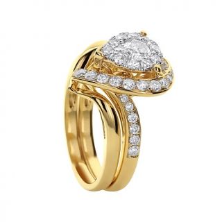 Diamond Couture 14K Yellow Gold 1ct Pear Shaped Diamond Ring Set   8023973