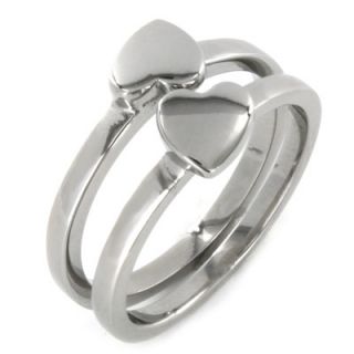 West Coast Jewelry Stainless Steel Best Friend Heart 2 Piece Ring Set
