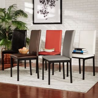 INSPIRE Q Darcy Espresso Metal Upholstered Dining Chair (Set of 2