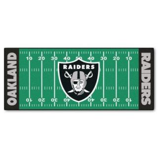 FANMATS Oakland Raiders 2 ft. 6 in. x 6 ft. Football Field Rug Runner Rug 7361