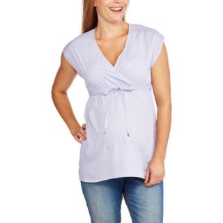 Oh Mamma Maternity Short Sleeve Heart Print Surplice Shirt