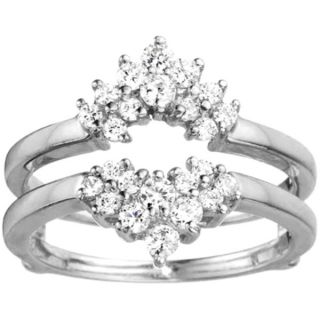 Sterling Silver 1/4ct TDW Diamond Double row Prong set Ring Guard (G H
