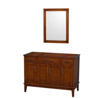 Wyndham Collection Hatton 47 in. Vanity Cabinet with Mirror in Light Chestnut WCV161648SCLCXSXXM24